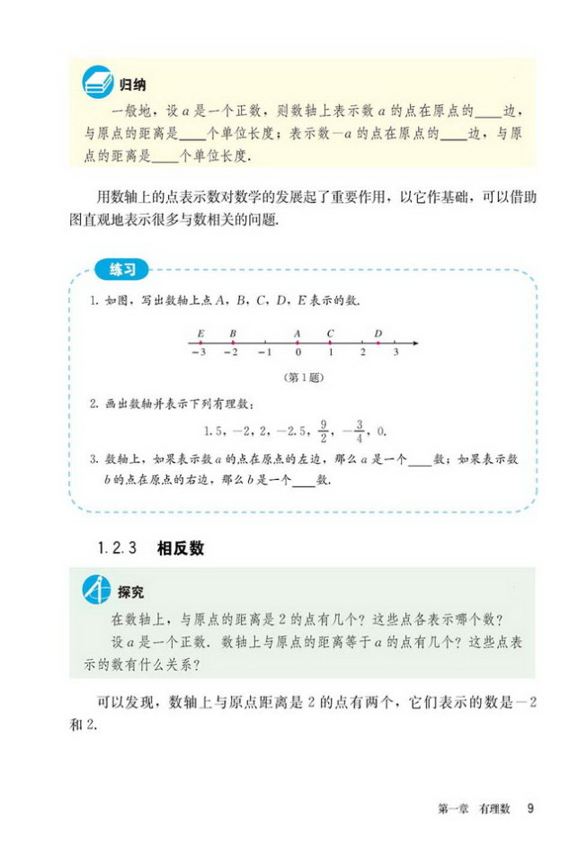 部编版七年级数学上册1.2.3 相反数