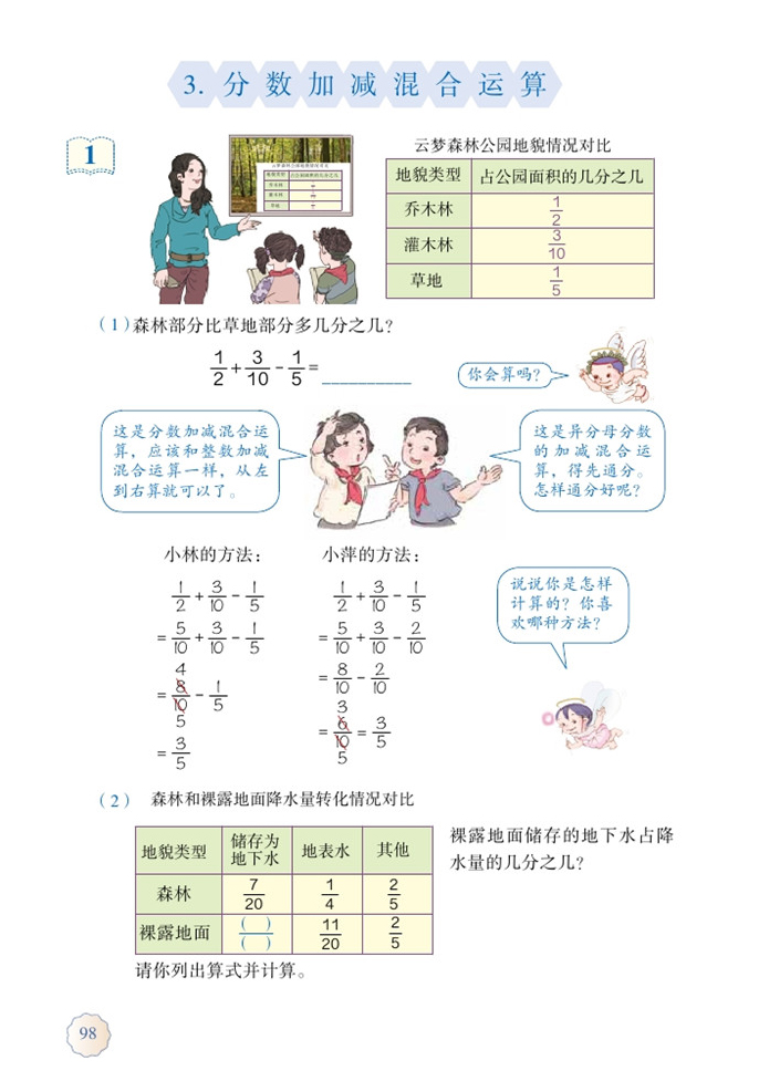 分数加减混合运算_部编版五年级数学下册课本